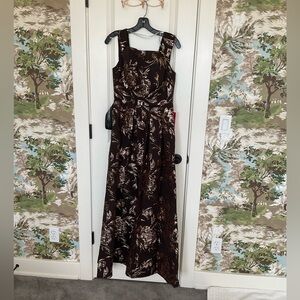Kay Unger Chocolate Floral Maxi Dress